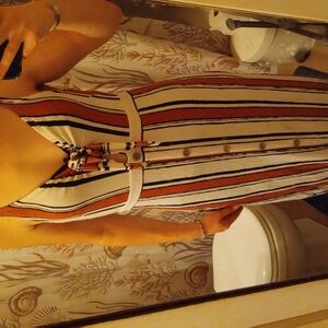 Striped Sleeveless Dress with Belt